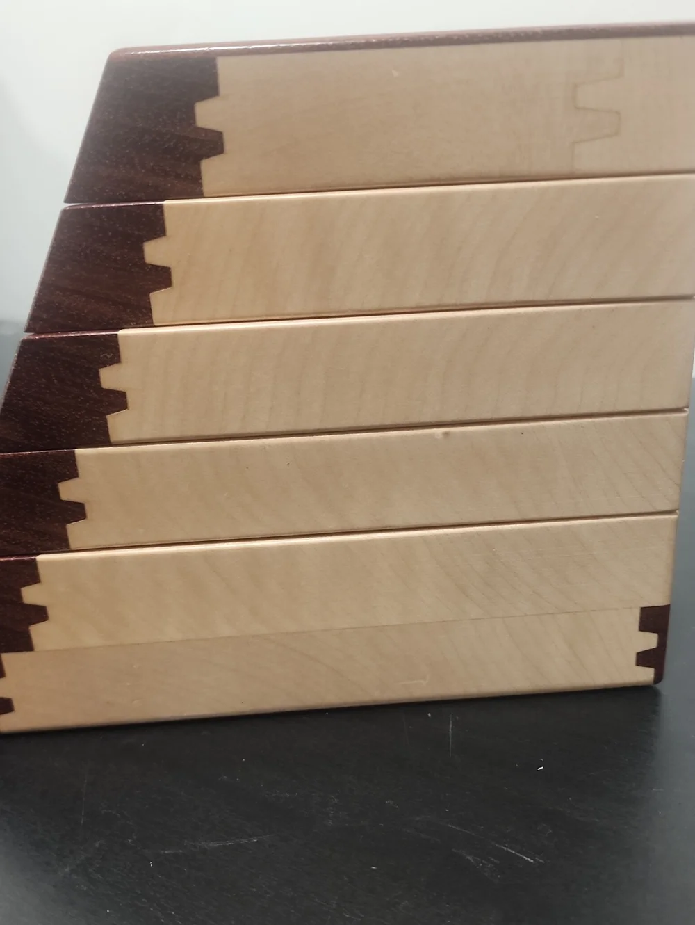 Watson Woodworks Handcrafted Triangular Wooden Jewelry Box With Secret Drawer
